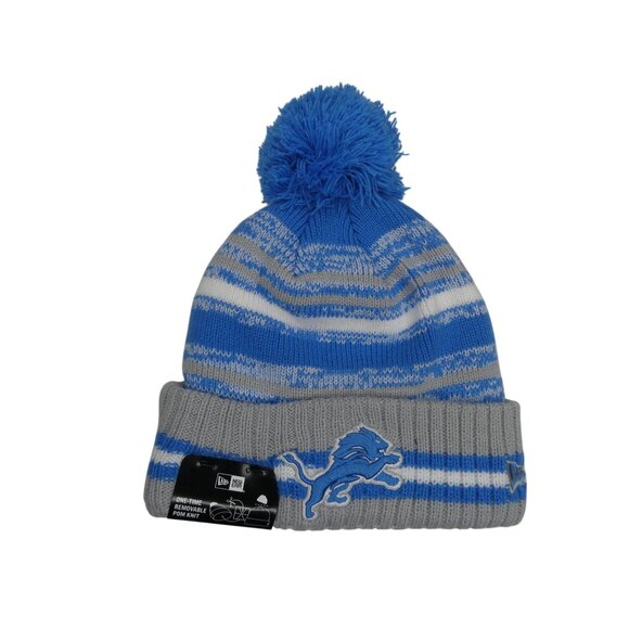 Authentic NFL Detroit Lions Skull Beanie Gray & Honolulu Blue One Size Fits Most - Picture 1 of 6